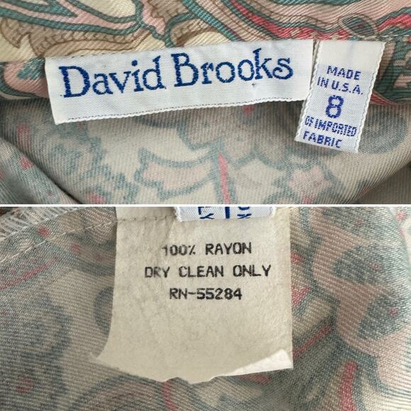 David Brooks vintage matching top skirt secretary set paisley pastel size S - Picture 6 of 7